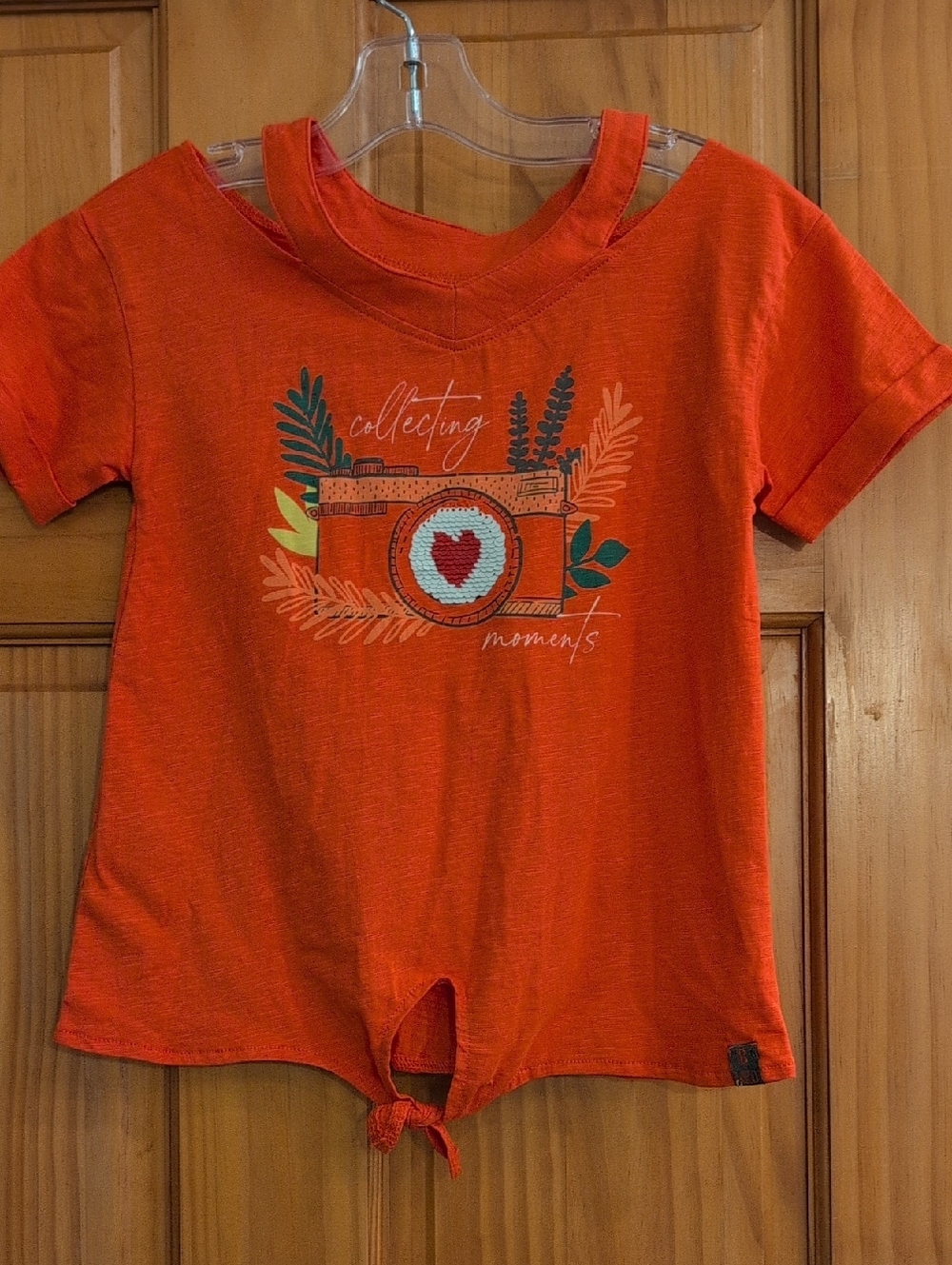 Boboli Girls' Orange Knot-Hem Graphic Tee - 'Collecting Moments'